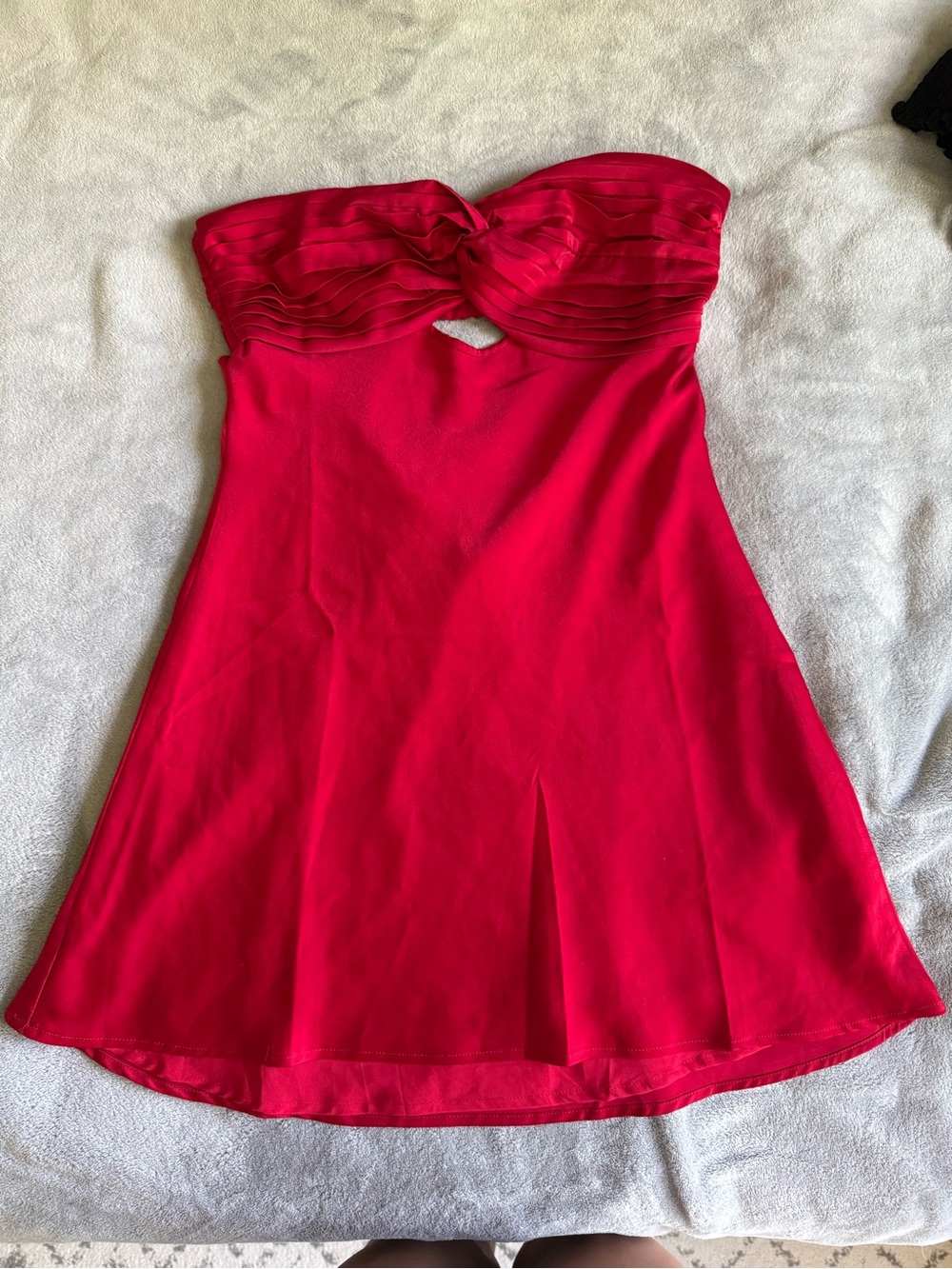 Cotton Candy Red Strapless Twist Bust Mini Dress